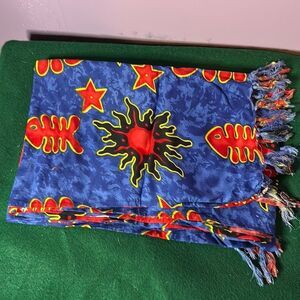 My Choice Swimsuit Wrap Dark Blue Red Batik Print Sarong One Size Cover Up